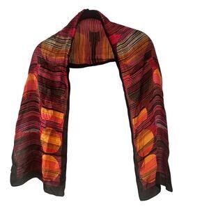 Harve Bernard black and pink multicolored silk satin scarf